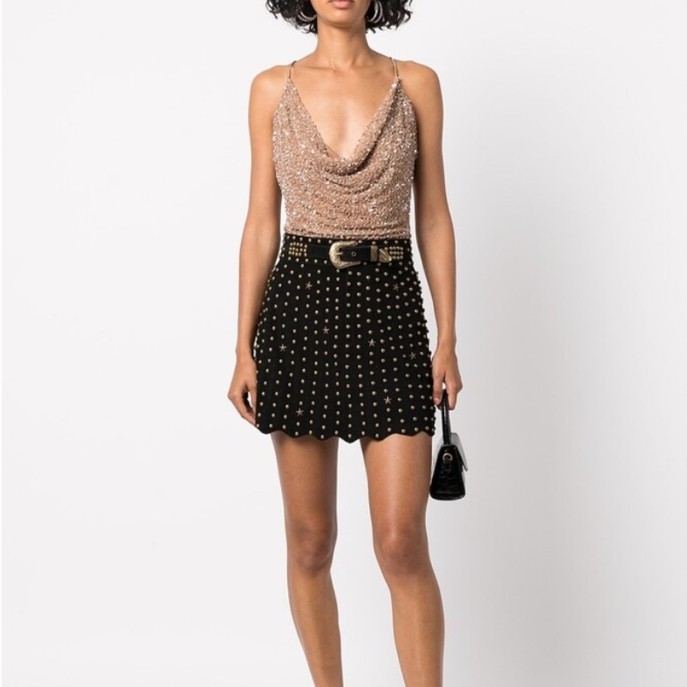 Retrofete Kirk Leather Studded skirt